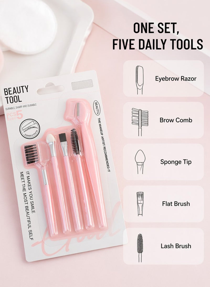 5-piece eyebrow trimming set, including scissors and comb, unisex curved face razor set, stainless steel beard and eyebrow shaping tools, non-slip handle for precise trimming, eyebrow and eyelash trimming accessories, eyebrow care - Image 4