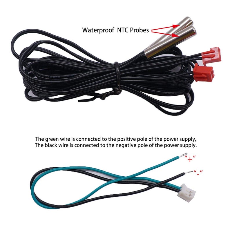 weideer Digital Thermometer Dual LED Display Fahrenheit to Centigrade Adjustable DC 4-28V -67~+248℉/-55～+120℃ High Accuracy Temperature Gauge Sensor with 2 Waterproof NTC Probes K-017 - Image 5
