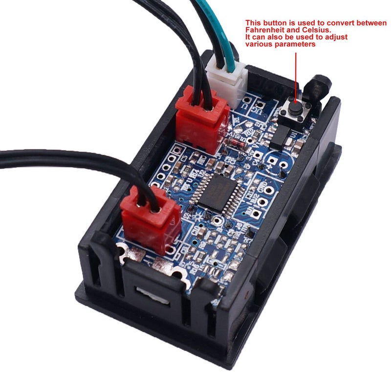 weideer Digital Thermometer Dual LED Display Fahrenheit to Centigrade Adjustable DC 4-28V -67~+248℉/-55～+120℃ High Accuracy Temperature Gauge Sensor with 2 Waterproof NTC Probes K-017 - Image 2