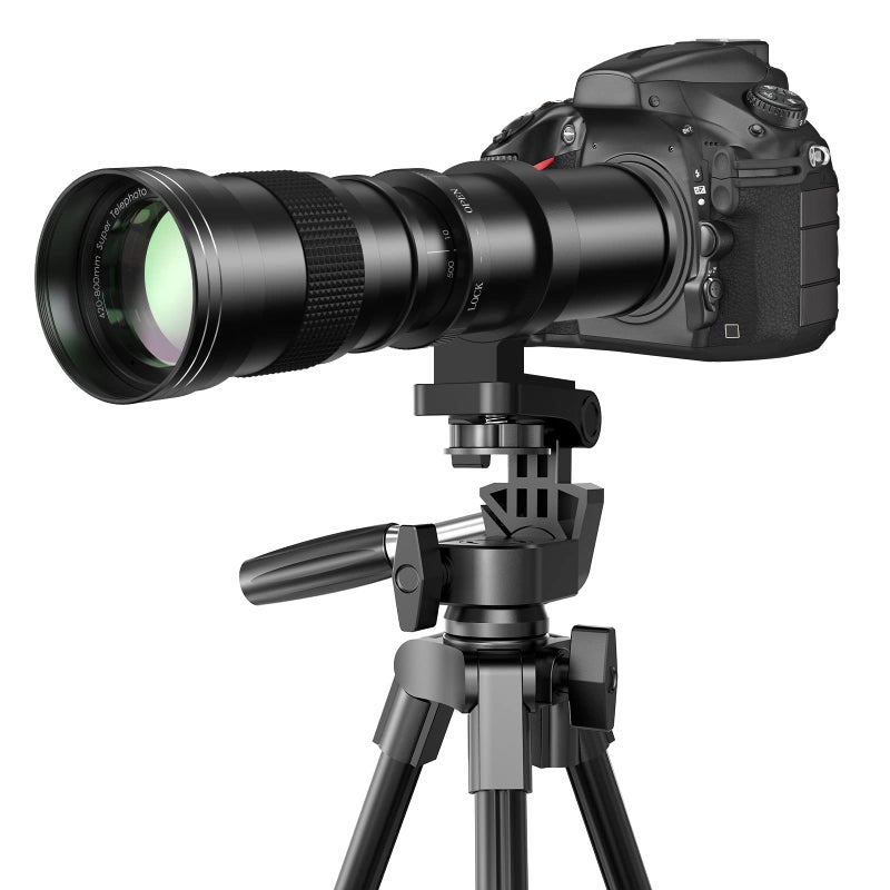 Lightdow EF/EF-S 420-800mm F8.3 Telephoto Zoom Lens(MF) + T-Mount for Canon EOS Rebel T8i/T7i/T7/T6i/T5/T3i/T2i/XSi/SL3/SL2/T100/90D/80D/70D/50D/5D Mark IV/6D II/7D II/1D X III II - Manual DSLR Cameras Lenses - Image 1
