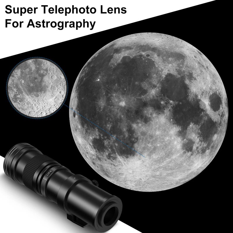 Lightdow EF/EF-S 420-800mm F8.3 Telephoto Zoom Lens(MF) + T-Mount for Canon EOS Rebel T8i/T7i/T7/T6i/T5/T3i/T2i/XSi/SL3/SL2/T100/90D/80D/70D/50D/5D Mark IV/6D II/7D II/1D X III II - Manual DSLR Cameras Lenses - Image 5
