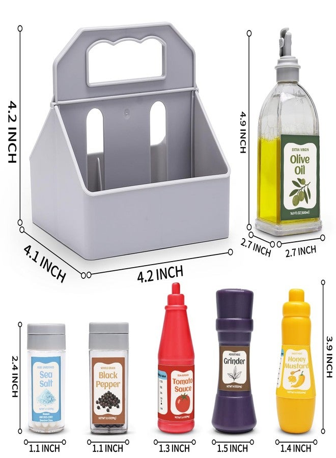 MOEAWS 6 Pcs Condiment Toys with Storage Rack and Gift Box, Play Food Set for Kids Kitchen, Pretend Food Play Kitchen Accessories for Toddler, Preschool Learning Toys for Boy Girl, Pretend Grocery Store - Image 3