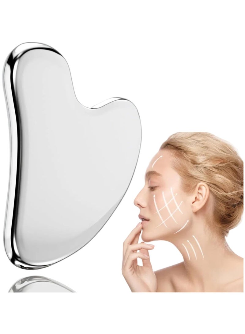 إسكدنيا جوا شا من الفولاذ المقاوم للصدأ - معدن، أدوات جوا شا للوجه من الفولاذ المقاوم للصدأ، تقليل الانتفاخ، التصريف اللمفاوي، شد الوجه، أداة متينة من الفولاذ المقاوم للصدأ جوا شا - Image 1