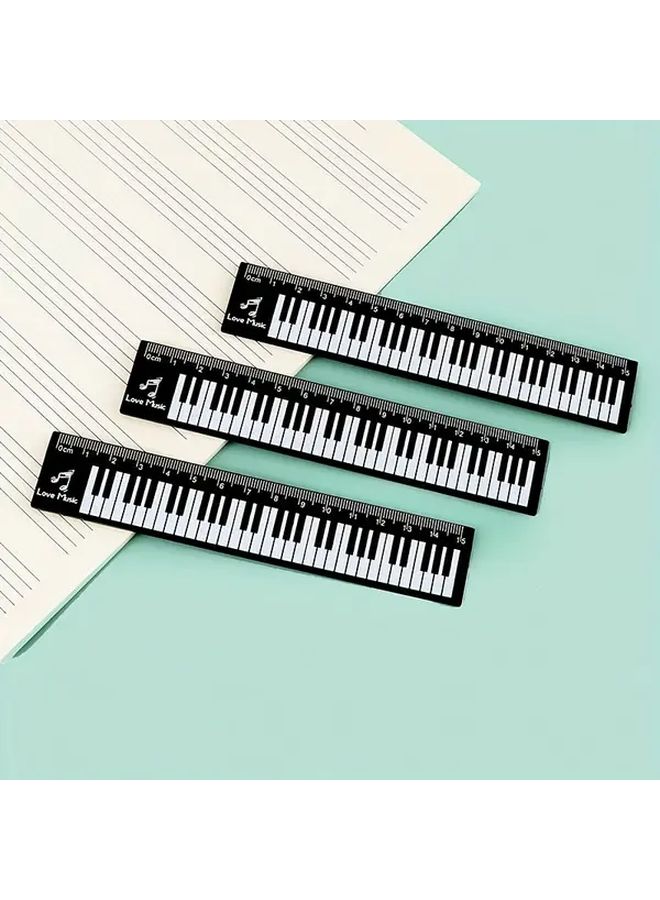 Black Transparent Piano Key Ruler 5 9 Inch Acrylic Measuring Tool With Musical Notes Durable Learning Stationery For Students And Professionals - Image 3