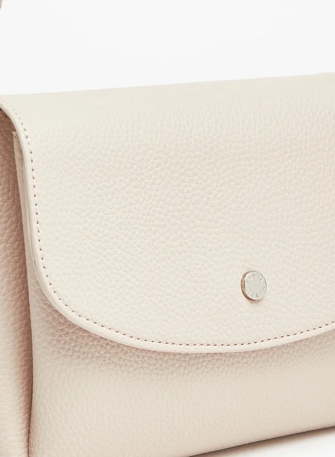 Flora Bella By Shoexpress Women's Textured Crossbody Bag with Button Closure