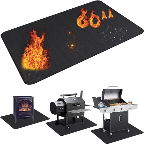 UBeesize Thickened 60x36 inch Under Grill Mat for Outdoor Grill Fireproof Mat for Lawn Smokers Gas Grills Deck and Patio Fireplace Mat Fire Pit MatOilProof Waterproof NonSlip BBQ Protector - Image 1