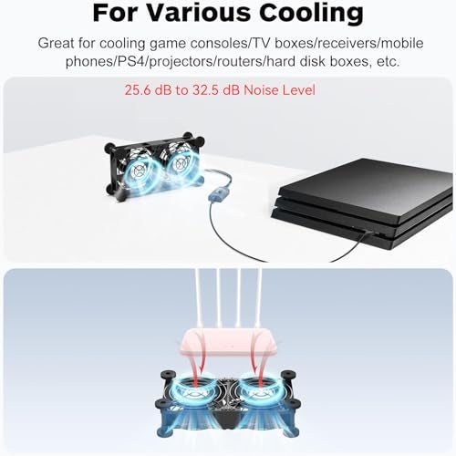ELUTENG Dual Cooling Fan Whisper Quiet 80mm USB Fan 3 Adjustable High Speed USB Port Heatsink Fans Compatible for PS4, PS5, Router, Laptop, PC, Xbox Cooling Electronics - Image 2