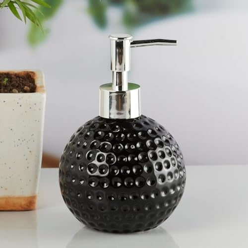 SaSaSa Ceramic Soap Dispenser for Bathroom handwash, refillable Pump Bottle for Kitchen Hand wash Basin, Set of 1, Black (10303) - Image 2
