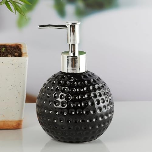 SaSaSa Ceramic Soap Dispenser for Bathroom handwash, refillable Pump Bottle for Kitchen Hand wash Basin, Set of 1, Black (10303) - Image 1