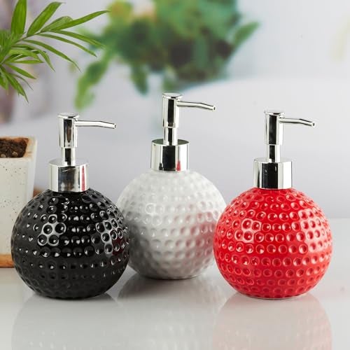SaSaSa Ceramic Soap Dispenser for Bathroom handwash, refillable Pump Bottle for Kitchen Hand wash Basin, Set of 1, Black (10303) - Image 5