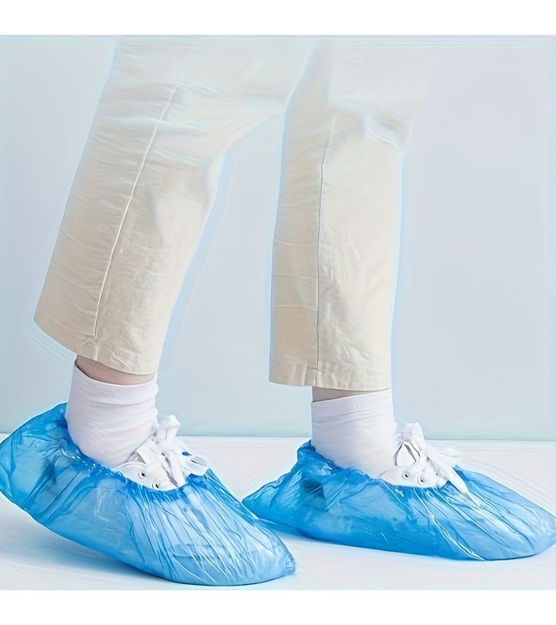 39 Pcs Blue Disposable Shoe Covers Durable Plastic Texture Elastic Entry Design For Hospital Home Office Use - Image 5