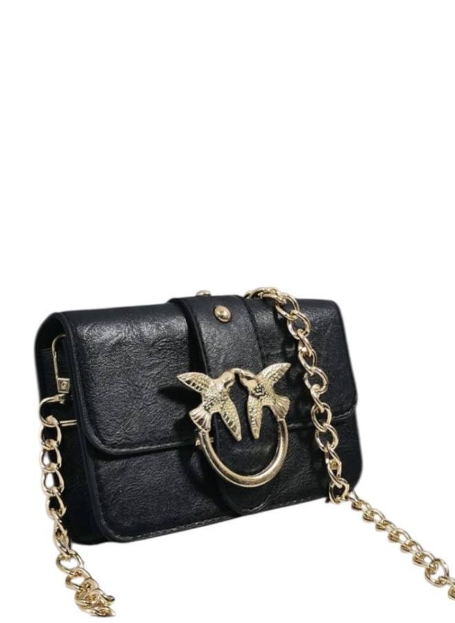 Generic Mini women’s Black Crossbody Bag with Elegant Design and Metallic Chain  - Image 1