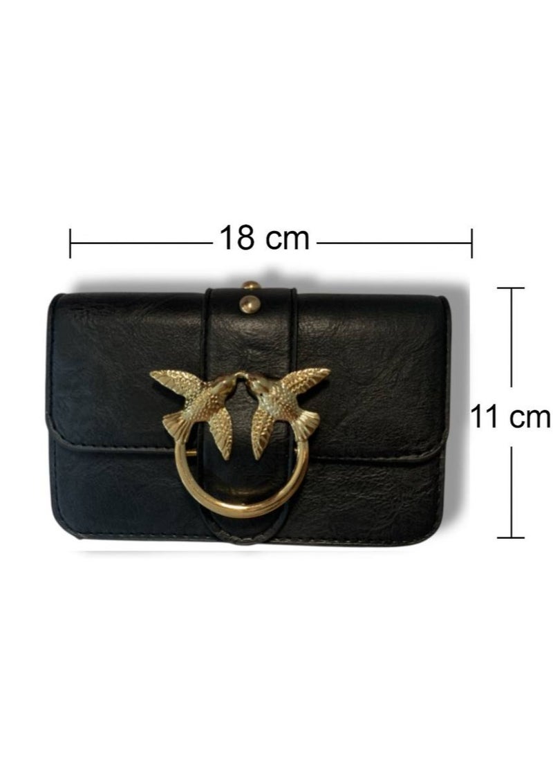 Generic Mini women’s Black Crossbody Bag with Elegant Design and Metallic Chain  - Image 2