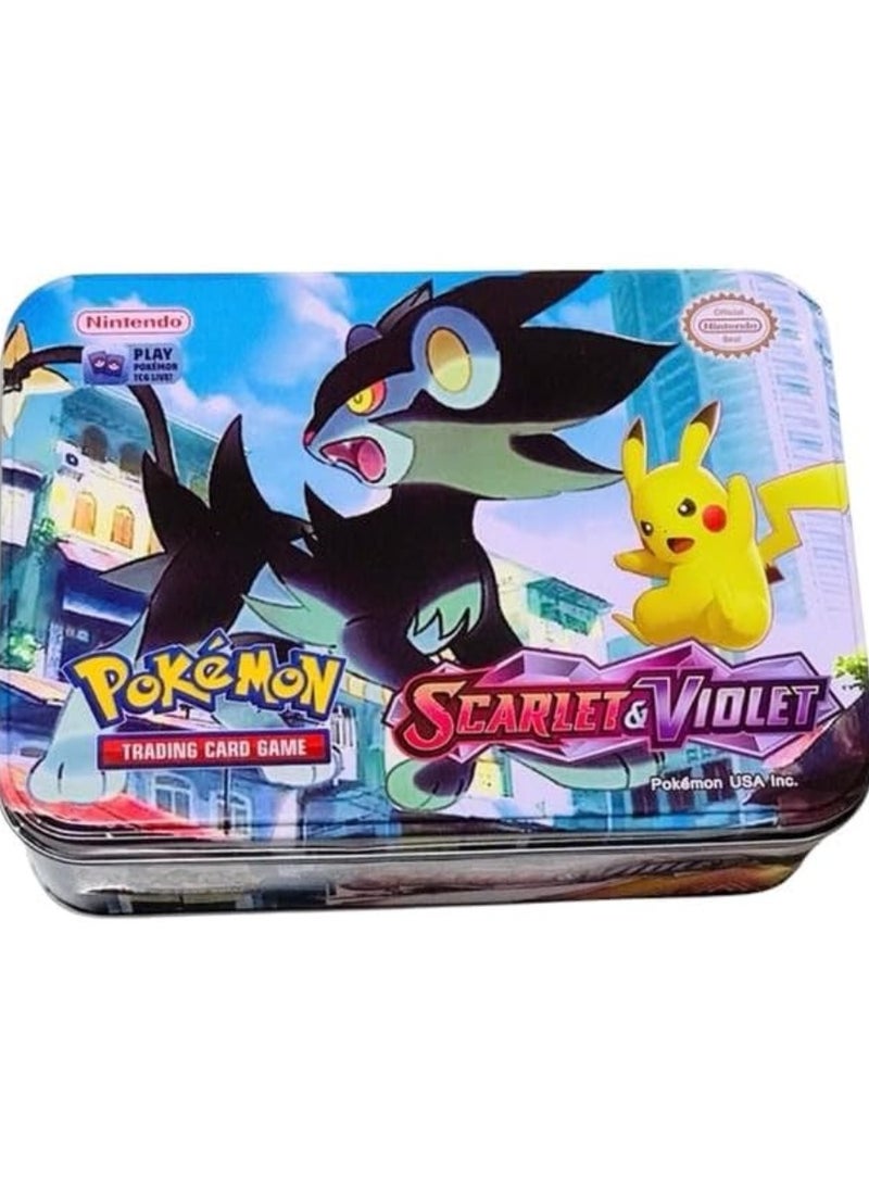Scarlett Violet Pokemon Trading Cards with Metal Case for Kids Play and Fun