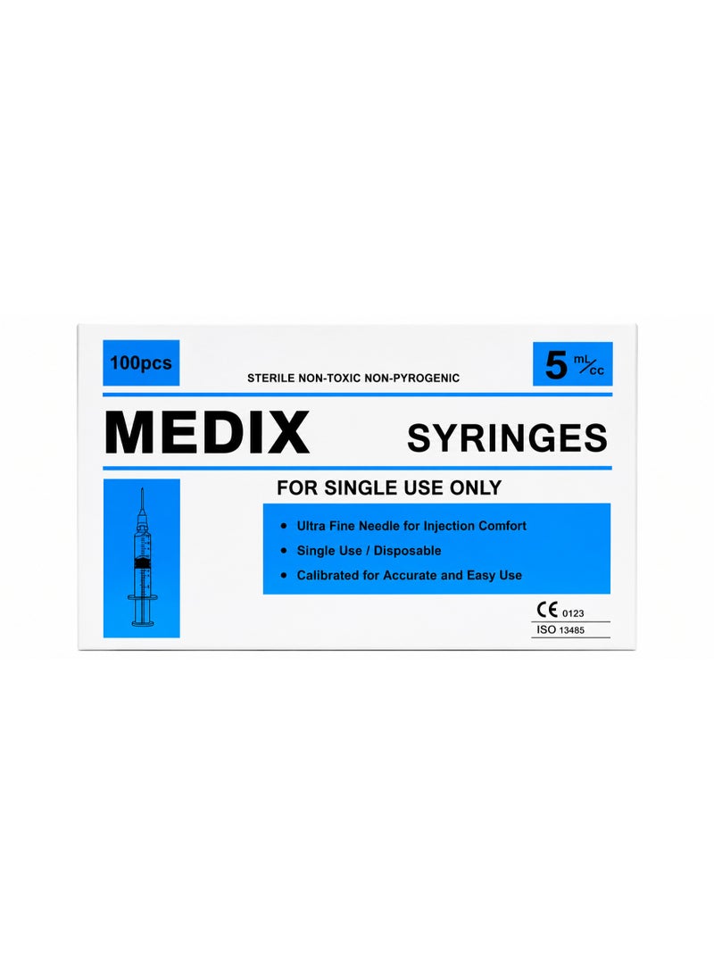 Disposable Syringe 5ml 22G x 1 1/2" 100PCS | Sterile Medical Syringe Pack