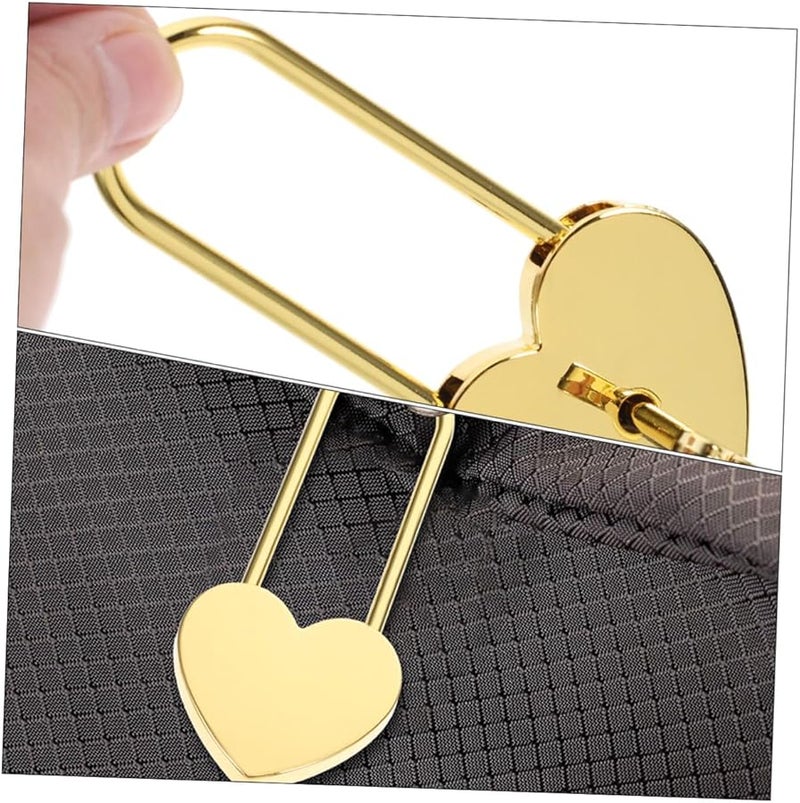 Operitacx 2 Mini Heart Padlocks with Keys for Luggage Diary Jewelry Box Travel Suitcase Gym Locker Gold - Image 3