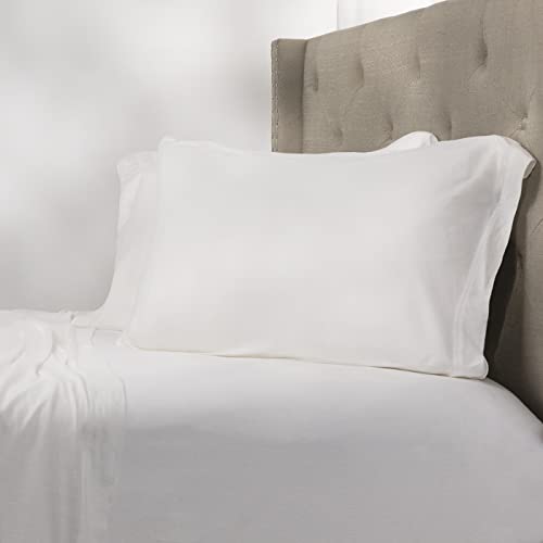 Baltic Linen: Jersey Cotton Sheet Set, 100% Cotton, 140 GSM, No Piling, Breathable, Cozy Comfort (Full, White) - Image 4