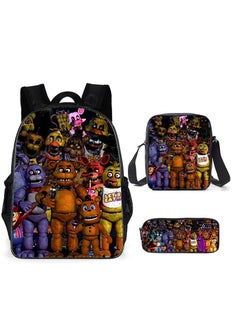 Generic Toy bear backpack, large capacity backpack for primary and secondary school students, anime cartoon backpack, shoulder bag, pencil case, three piece set 