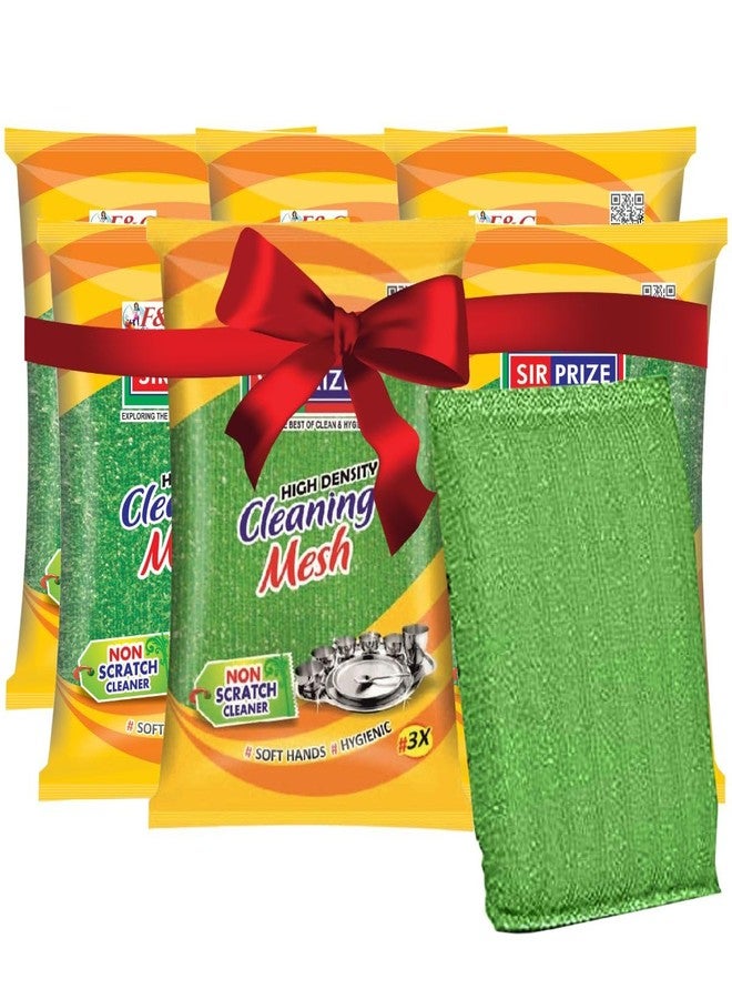 Sir Prize Cleaning mesh Scrub - Foam/Sponge Scratch Proof Scrubber with with Stain Splitter net for All Utensils Type Dish Washing and Heavy and Oily Stains Cleaning - Pack of 6 - Image 1