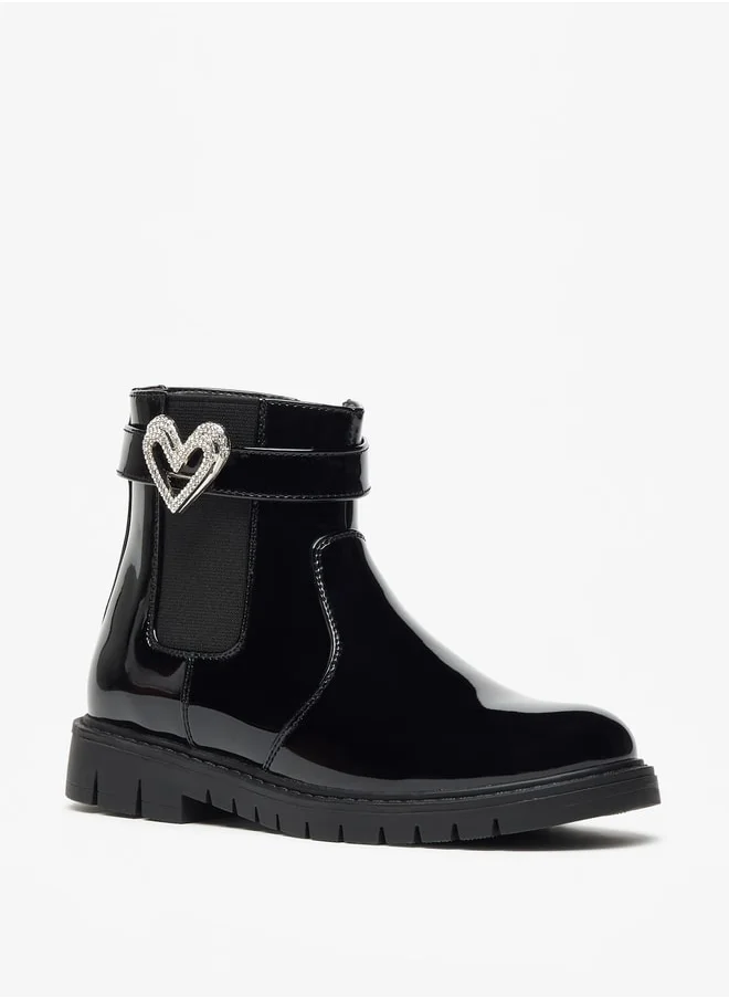 فلورا بيلا من شو إكسبرس Girl's Heart Accent High Cut Boots with Zip Closure