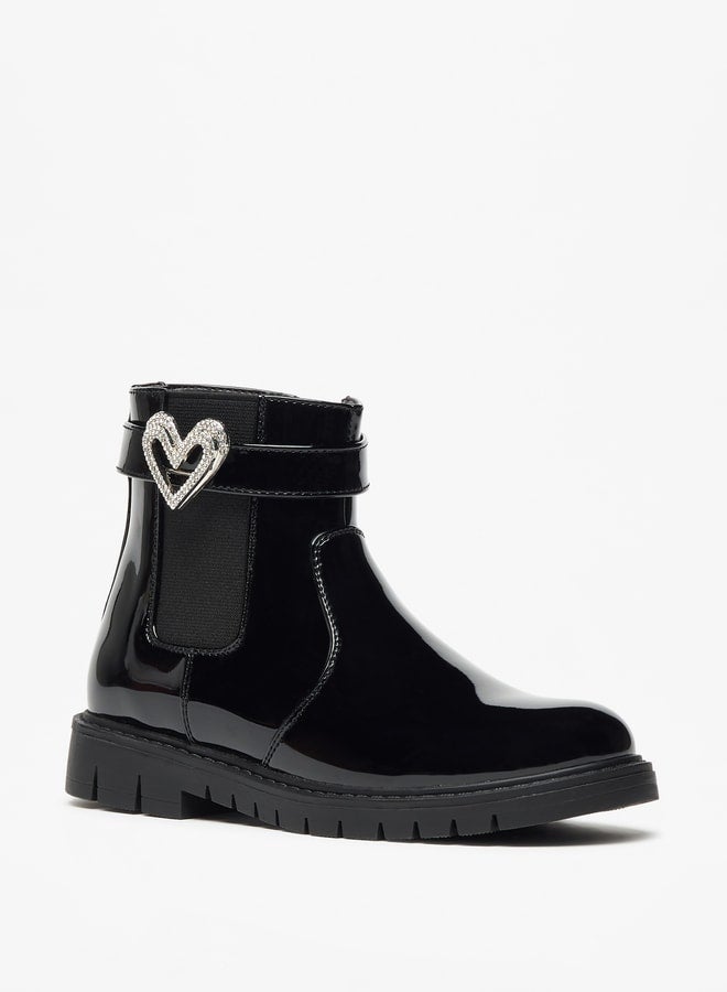 Flora Bella By Shoexpress Girl's Heart Accent High Cut Boots with Zip Closure - Image 1