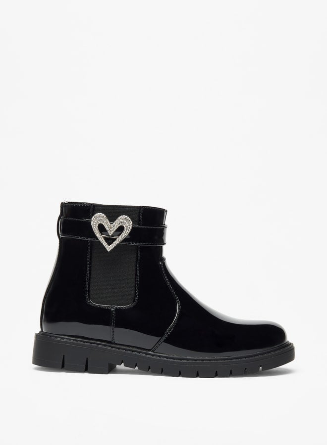 Flora Bella By Shoexpress Girl's Heart Accent High Cut Boots with Zip Closure - Image 3