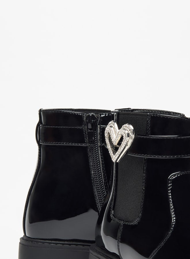 Flora Bella By Shoexpress Girl's Heart Accent High Cut Boots with Zip Closure - Image 5