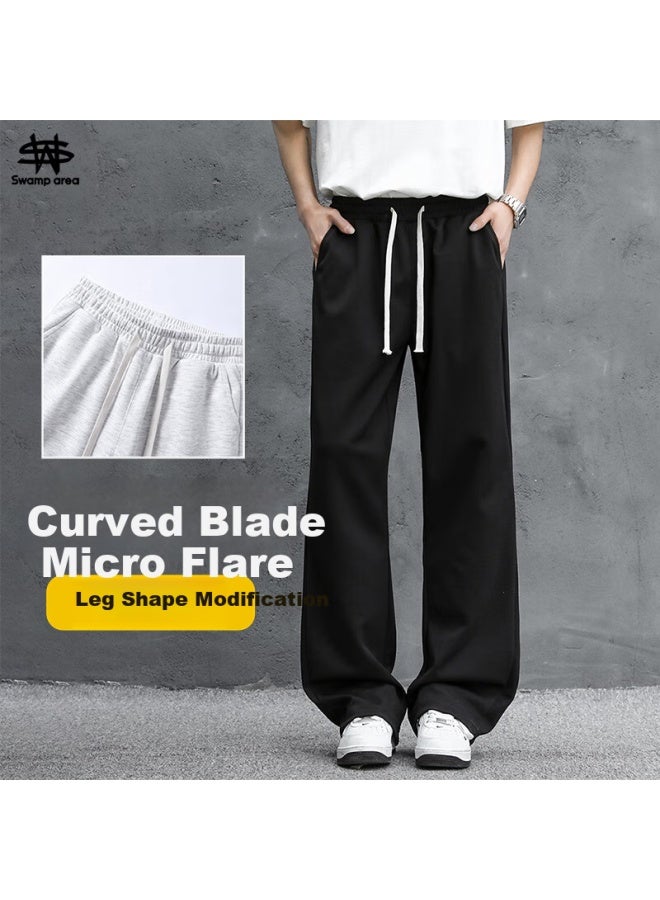 Swamp Area American-style Curved Knife Micro Flare Pants For Men, Spring And Autumn Trendy Versatile Wide-leg Sports Casual Sweatpants Ks1109 Black M - Image 1