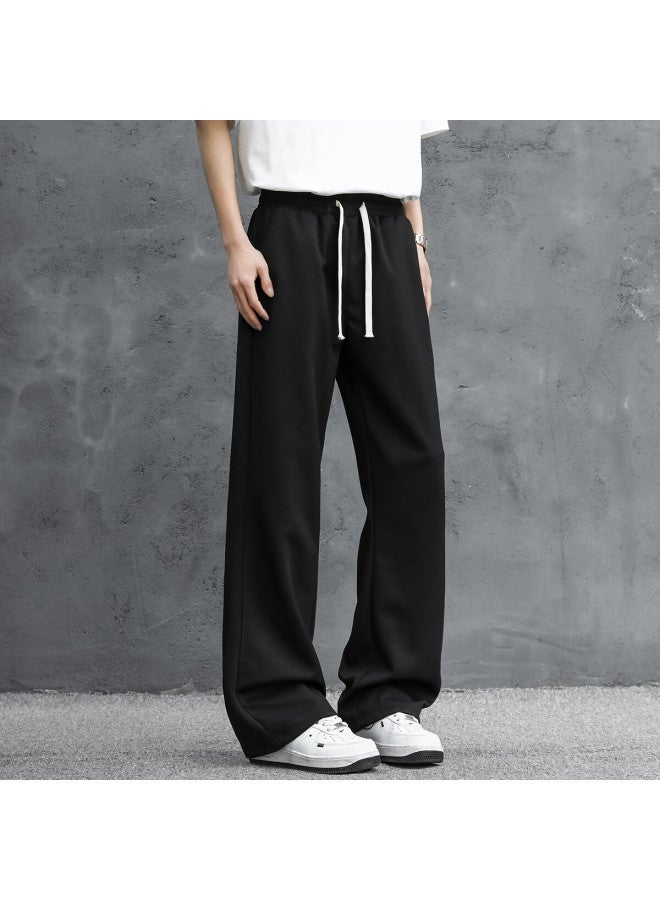 Swamp Area American-style Curved Knife Micro Flare Pants For Men, Spring And Autumn Trendy Versatile Wide-leg Sports Casual Sweatpants Ks1109 Black M - Image 2
