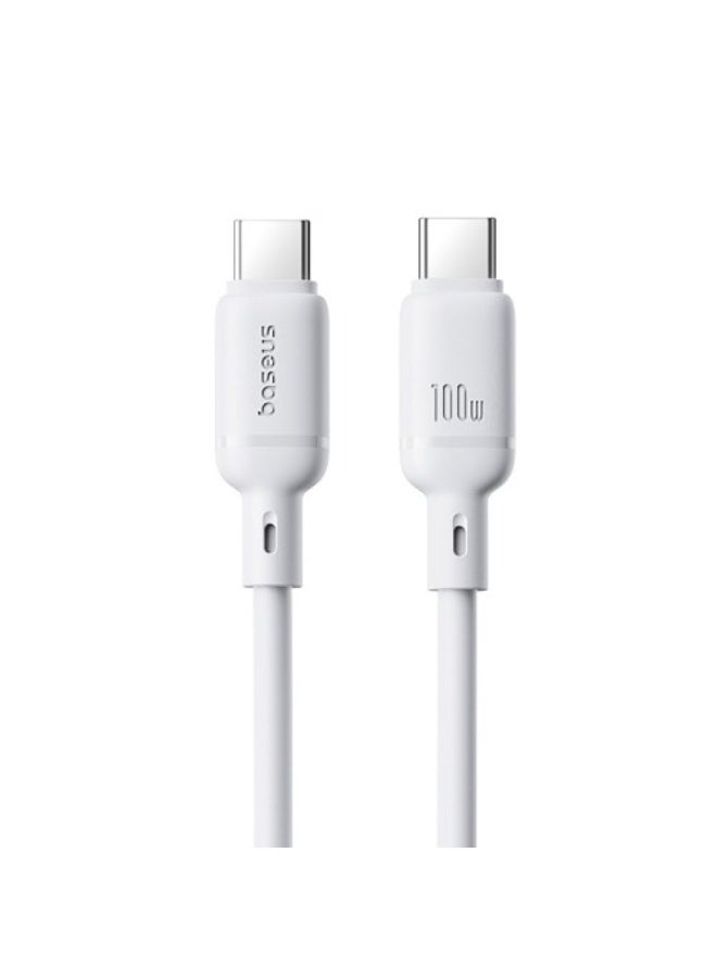 بيسوس BASEUS SILKY Cable USB-C to USB-C 1m 100W white white - Image 1
