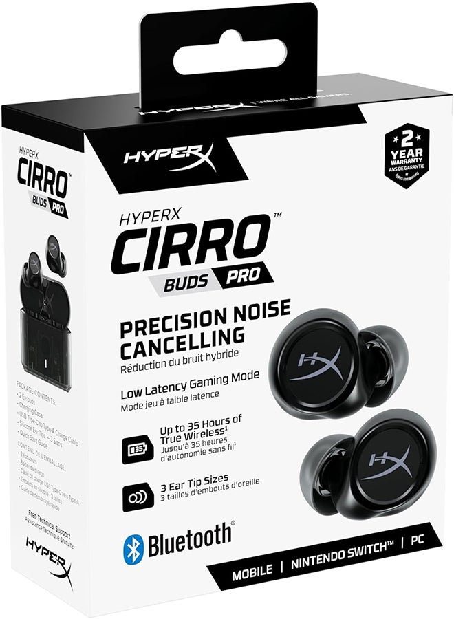هايبركس HyperX Cirro Buds Pro - سماعات أذن لاسلكية حقيقية، إلغاء الضوضاء النشط، ANC، وضع الصوت المحيط، زمن الوصول المنخفض، بلوتوث 5.2، IPX4، شحن سريع، الكمبيوتر الشخصي، نينتندو سويتش، الهاتف المحمول - أسود - Image 5