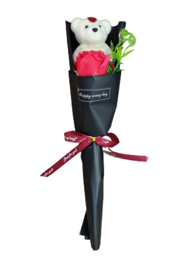 Generic Cute Romantic Teddy Bear Soap Rose Flower Bath Petal Wedding Party Mothers Day Birthday Gift Black - Image 1