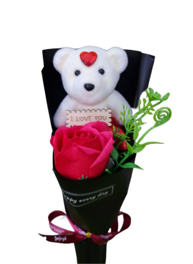 Generic Cute Romantic Teddy Bear Soap Rose Flower Bath Petal Wedding Party Mothers Day Birthday Gift Black - Image 3
