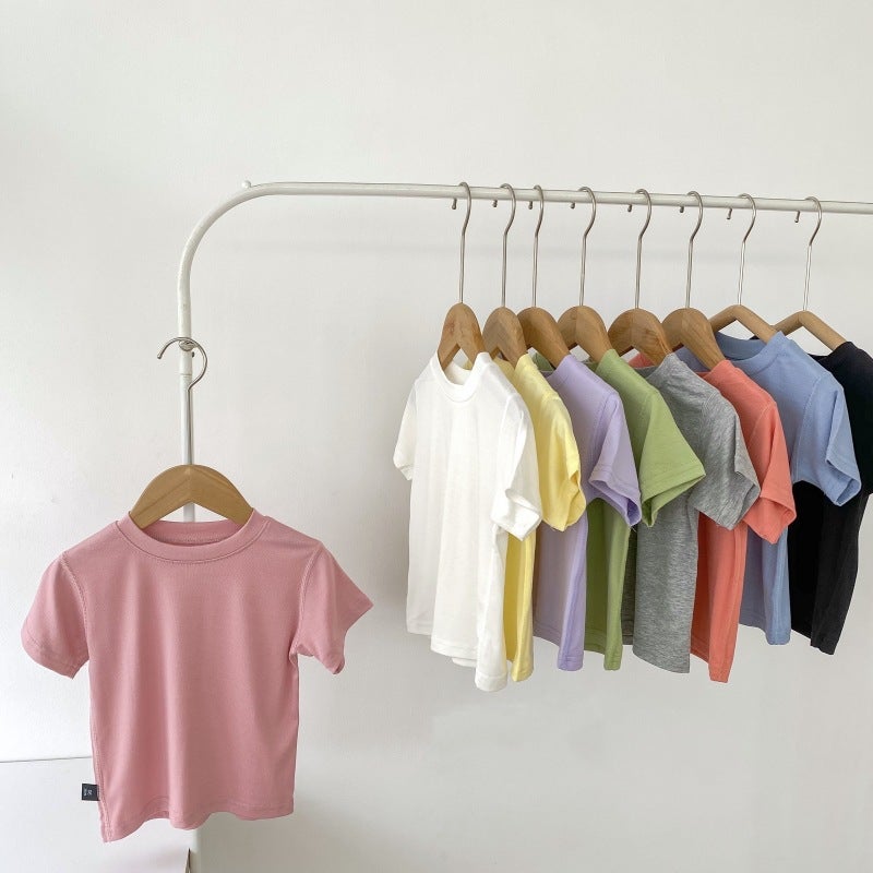 2025 Big Children Summer Boneless Modal T-Shirt Short Sleeve Korean Version Of The New Mask Base Shirt Top Children'S Clothing - Image 1
