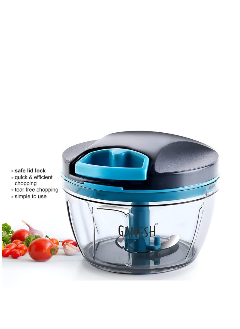 GANESH - GANESH Wonder Kitchen Dori Handy Vegetable and Fruit Manual Onion Dry Fruit Salad Maker Vegetable Quick String Chopper Machine, Cutter – 3 Stainless Steel Blades (470 ml, Grey) - Image 1