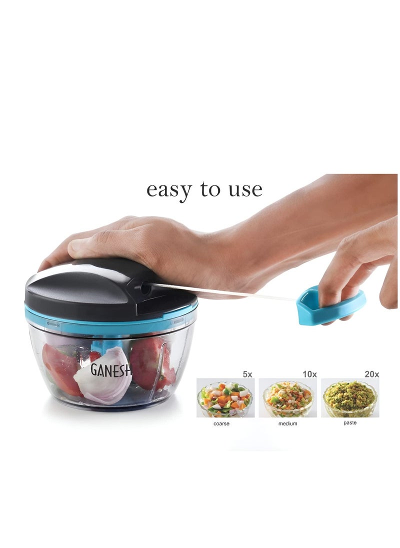 GANESH - GANESH Wonder Kitchen Dori Handy Vegetable and Fruit Manual Onion Dry Fruit Salad Maker Vegetable Quick String Chopper Machine, Cutter – 3 Stainless Steel Blades (470 ml, Grey) - Image 1