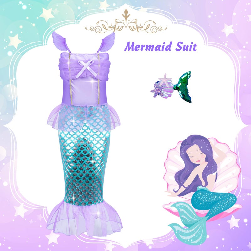 JEMSHE 15 Pcs Princess Dress Up Clothes For Little Girl Role Play Costume Gift Set  Princess Mermaid Pretent Play Outfit Toys For Toddler Girls  Cosplay Birthday Party Gifts For Girls Age 3 4 5 6 7+ Year Old - Image 4