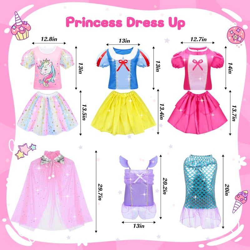 JEMSHE 15 Pcs Princess Dress Up Clothes For Little Girl Role Play Costume Gift Set  Princess Mermaid Pretent Play Outfit Toys For Toddler Girls  Cosplay Birthday Party Gifts For Girls Age 3 4 5 6 7+ Year Old - Image 2