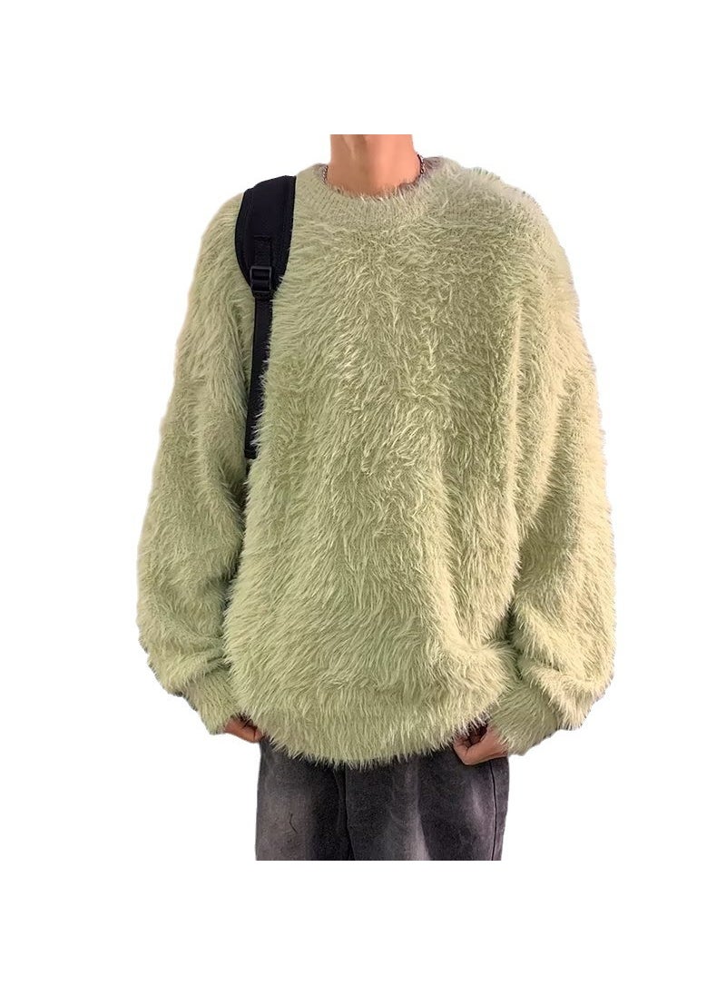 Generic - Men Fashion Brand Lazy Style Soft White Round Neck Knitted Shirt Oversize Loose Fit Casual Korean Style Youth Dark blue - Image 1