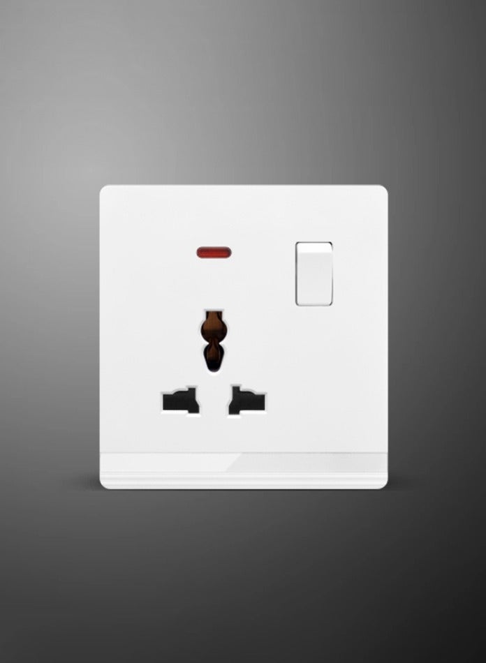 Vmax Universal Wall Socket with Switch & Indicator Light - 3x3" White Ivory Finish - Image 3