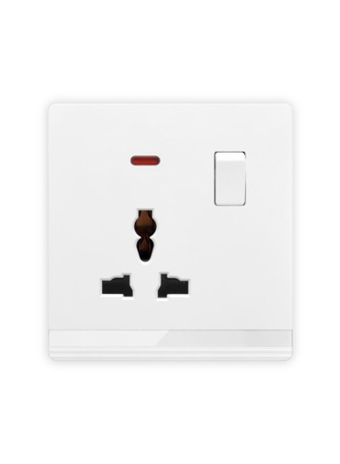 Vmax Universal Wall Socket with Switch & Indicator Light - 3x3" White Ivory Finish - Image 2
