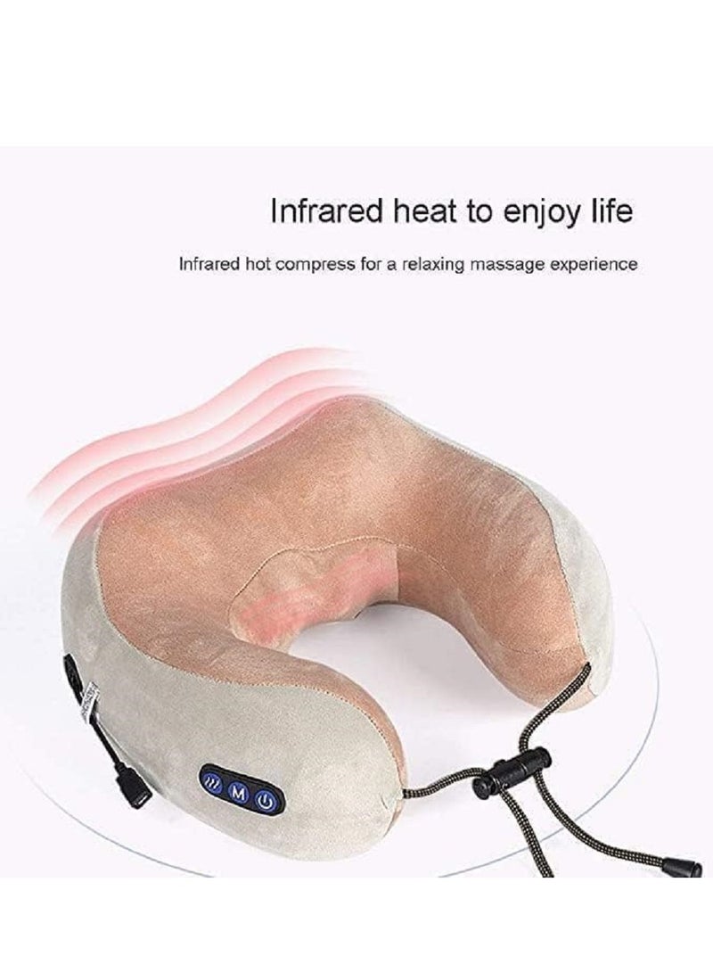 Generic Upgraded Electric Neck Massager Pillow Rechargeable U Shape Multi-functional Neck Massage Pillow for Fatigue and Pain Relief Fashion Grey - Image 2