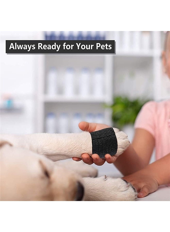 DUNISO 8 Pcs Self-Adherent Cohesive Wrap Bandages，Non-Woven Disposable Wound Dressing Elastic Bandage, Wrap Breathable Cohesive Bandage Elastic Tape，for Pets, Athletic, Sports, Wrist, Knee, Ankle，2 Inches x 5 Yards Per Roll, Black - Image 3