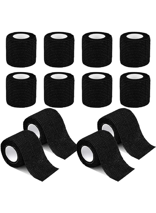 DUNISO 8 Pcs Self-Adherent Cohesive Wrap Bandages，Non-Woven Disposable Wound Dressing Elastic Bandage, Wrap Breathable Cohesive Bandage Elastic Tape，for Pets, Athletic, Sports, Wrist, Knee, Ankle，2 Inches x 5 Yards Per Roll, Black - Image 1