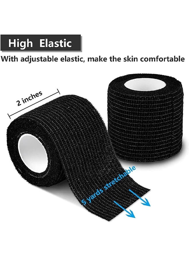 DUNISO 8 Pcs Self-Adherent Cohesive Wrap Bandages，Non-Woven Disposable Wound Dressing Elastic Bandage, Wrap Breathable Cohesive Bandage Elastic Tape，for Pets, Athletic, Sports, Wrist, Knee, Ankle，2 Inches x 5 Yards Per Roll, Black - Image 4