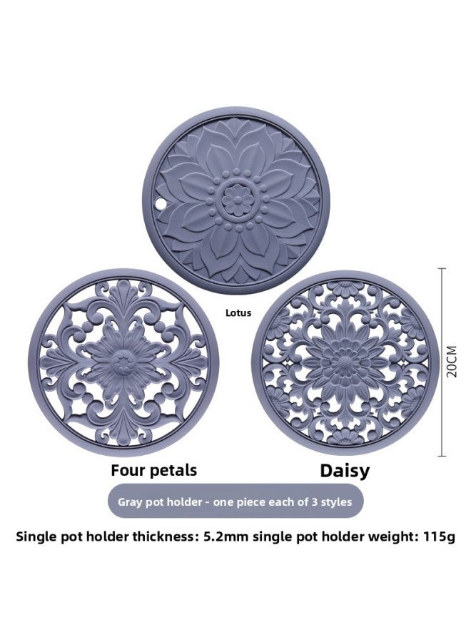 Chinese Classical Heat Insulation Mat Hollow Silicone Sand Pot Mat High Temperature Resistant Food Mat Bowl Mat Plate Mat Dining Table Anti-perm Mat 