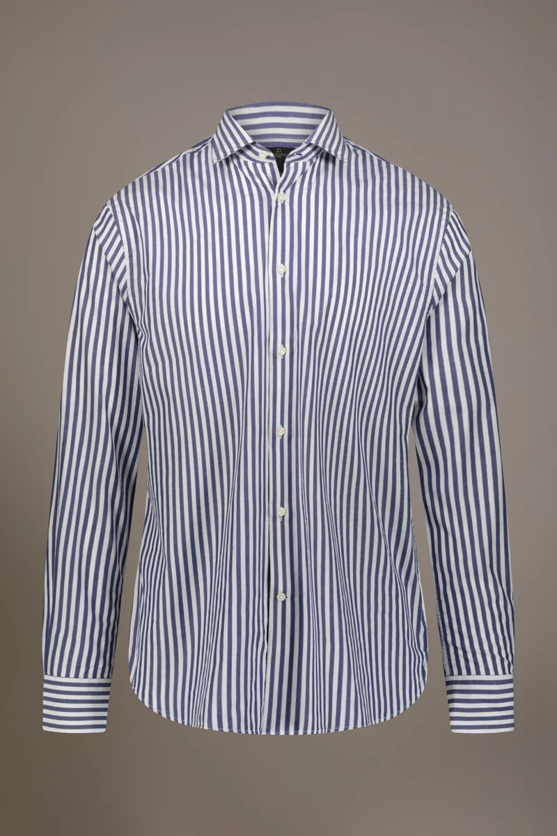 Classic washed shirt - White/DK Blue