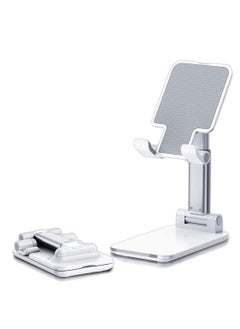 TYCOM TyCom Cell Phone Stand, Adjustable phone holder for Desk, Foldable Desktop Tablet Stand Holder, Double Adjustable Mobile stand Phone Tablet Holder (White)  - Image 1