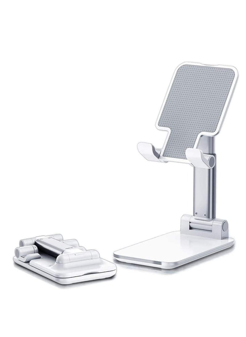 TYCOM - TyCom Cell Phone Stand, Adjustable phone holder for Desk, Foldable Desktop Tablet Stand Holder, Double Adjustable Mobile stand Phone Tablet Holder (White) - Image 1