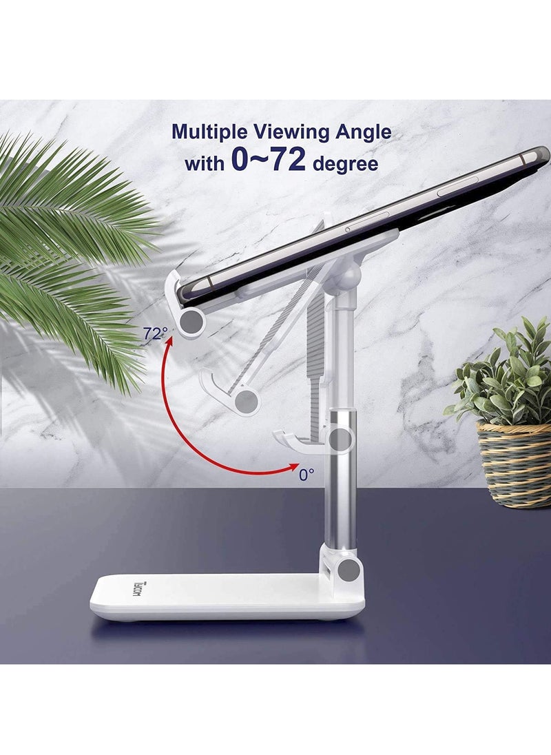 TYCOM - TyCom Cell Phone Stand, Adjustable phone holder for Desk, Foldable Desktop Tablet Stand Holder, Double Adjustable Mobile stand Phone Tablet Holder (White) - Image 1